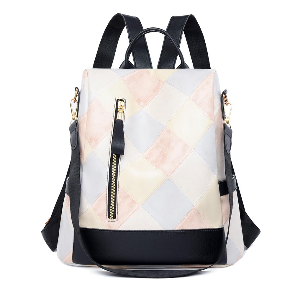 MOCA Womens Girls Backpack Anti-theft Handbag Ladies Shoulder Bag School Bag Stylish Casual Daypacks Lightweight Rucksack for Outdoor Travel School Campus Shopping Bag for women Girl (Pastel Mosaic)