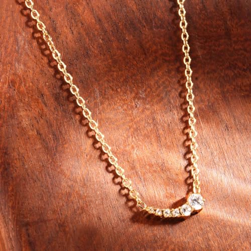 PALMONAS Radiant Arc Solitaire Necklace for Women - Waterproof & Anti-Tarnish Jewellery, Gift For Girls & Women