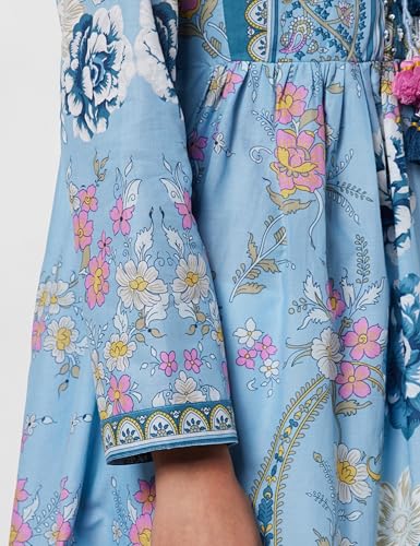 Biba Women Dull Blue Cotton Flared Printed Kurta_38