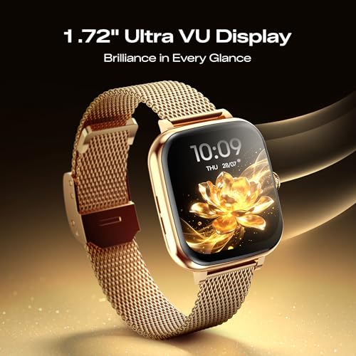 Fastrack Noir Rizz Women Smart Watch with 1.72" inch Ultra HD Display,Womens Health,AI Watchface & AI Chat,Functional Crown,24/7 Health Suite,BT Calling,IP68,additional silicone strap,Games- Rose Gold