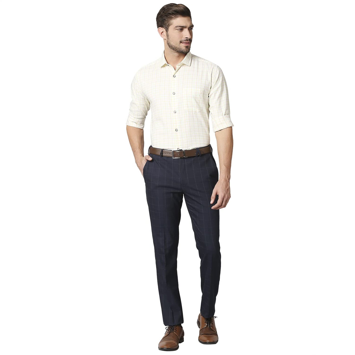 Park Avenue Men's Full Sleeve Slim Fit Medium Orange Casual Shirt