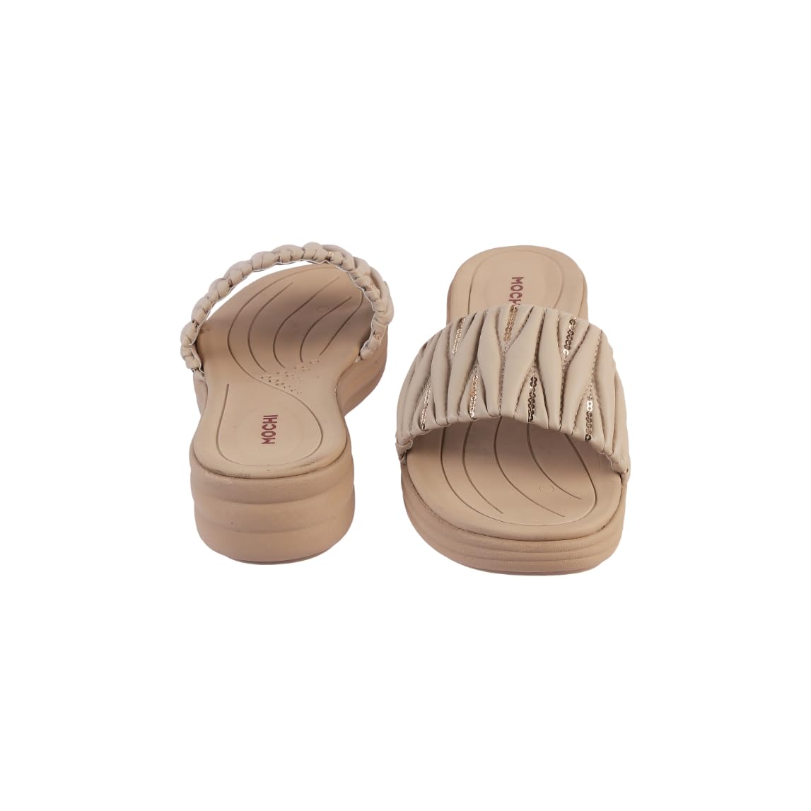 Mochi Women Beige Wedge Heel Fashion Slip-on Sandal UK/7 EU/40 (41-289)