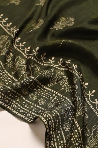Soch Womens Green Dola Silk Botanical Printed Salwar Suit With Beads And Stones