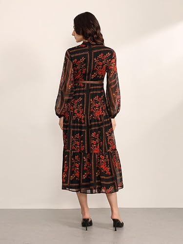 Kazo Winter Garden Maxi Dress with Belt (Rust XS)