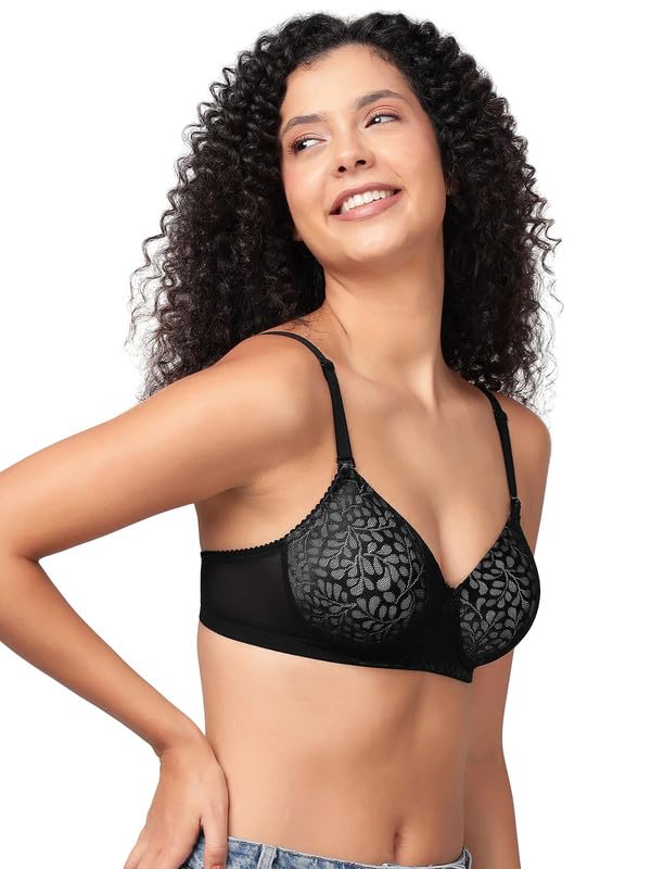Clovia Women's Lace Padded Non-Wired Full Coverage Multiway Bra (BR2332C13_Black_40B)