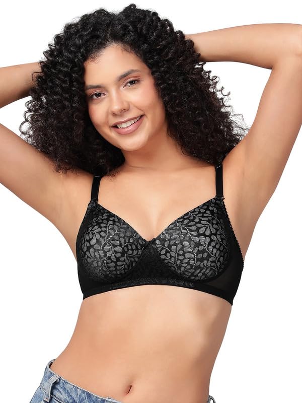 Clovia Women's Lace Padded Non-Wired Full Coverage Multiway Bra (BR2332C13_Black_40B)