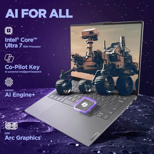 Lenovo Yoga Slim 7 Intel Core Ultra 7 155H AI PC 14"(35.5cm) WUXGA-OLED 400Nits Laptop (16GB/512GB SSD/60Hz/100% DCI-P3/Win11/MSO 24/1Yr ADP Free/Luna Grey/1.39Kg), 83CV00DHIN