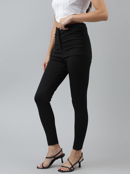 Latin Quarters Women Black Solid High Rise Casual Ankle Length Jegging_XL