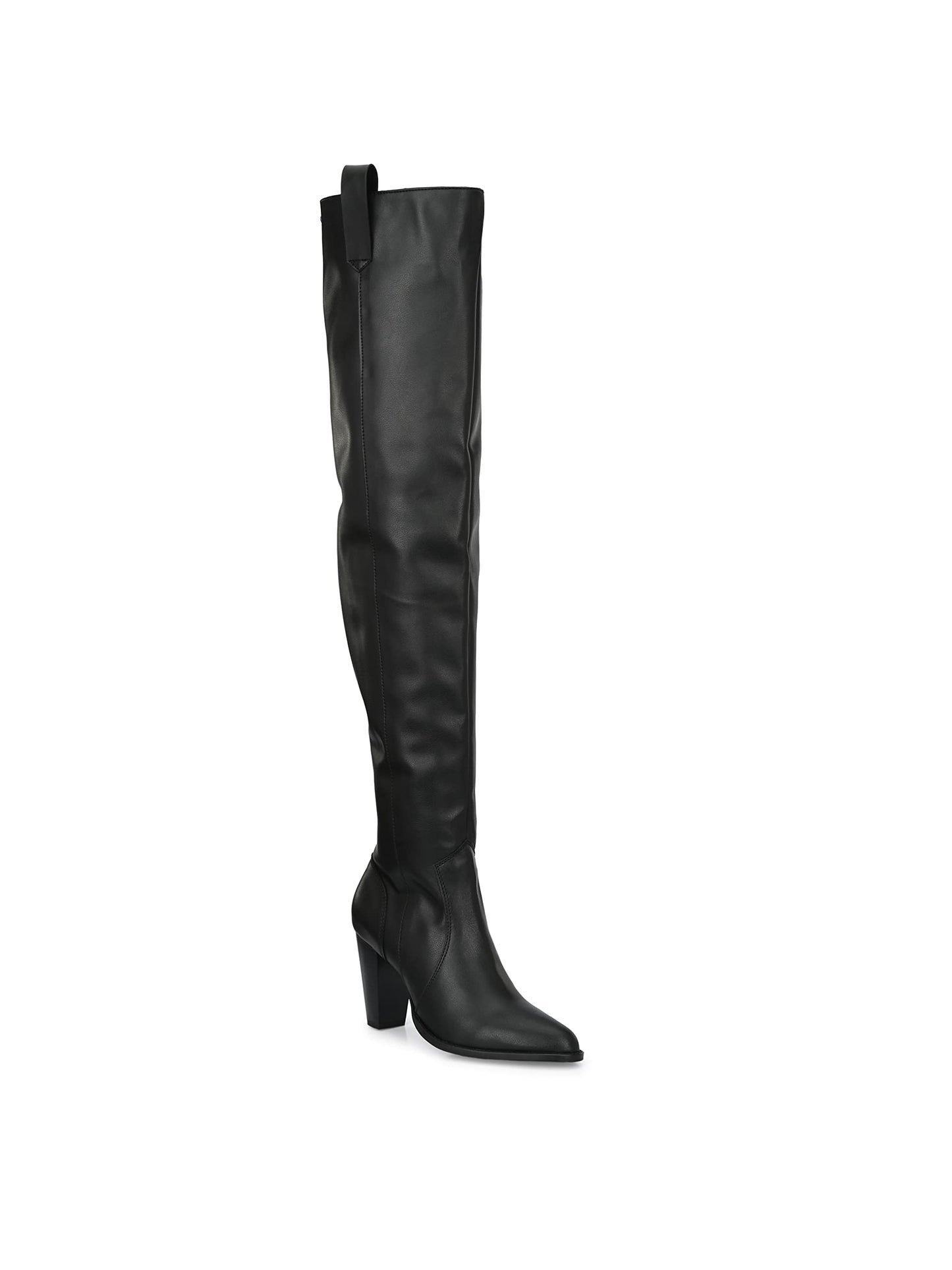 Delize Black Women mid Heel Over Knee Boots