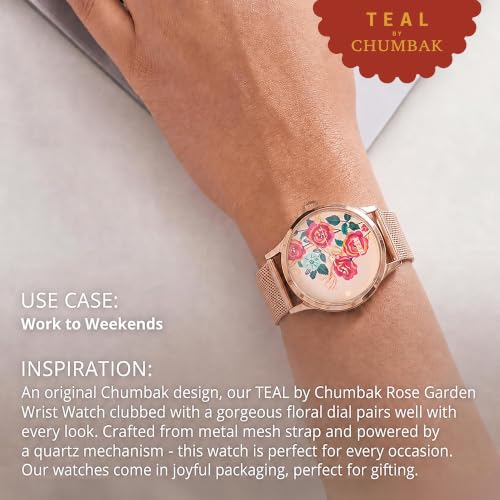 TEAL BY CHUMBAK Round Dial Analog Hand Watch for Women, Gifts for Women/Girls/Ladies, Stylish Fashion Watch for Casual/Work