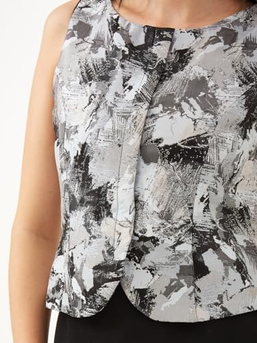 Latin Quarters Women Black Round Sleeveless Peplum Textured Party Dress_M