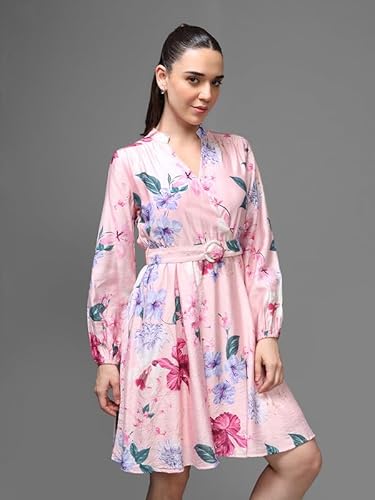Kazo Lexington Mini Dress with Belt (Pink_M)