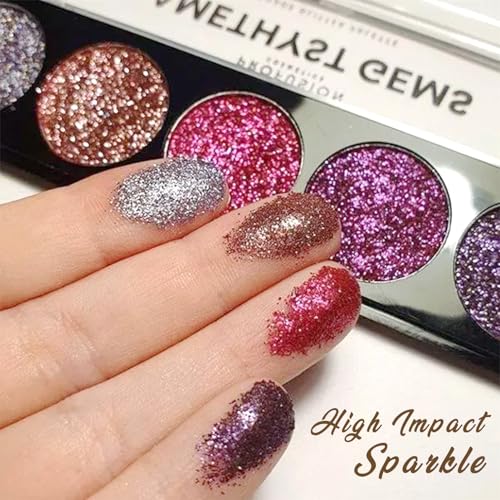 Profusion Cosmetics Amethyst Gems 5 Shade Glitter Eyeshadow Palette, Multicolour (Amethyst Gems)