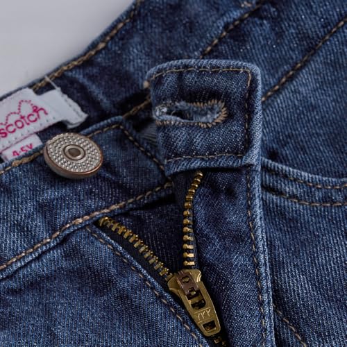 Hopscotch Girls Frayed Wide Leg Fit Cotton Jeans in Blue Color for Age (4-5 Years)