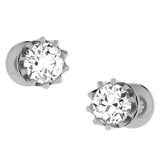 DISHIS 14KT White Gold Stud Earrings for Women