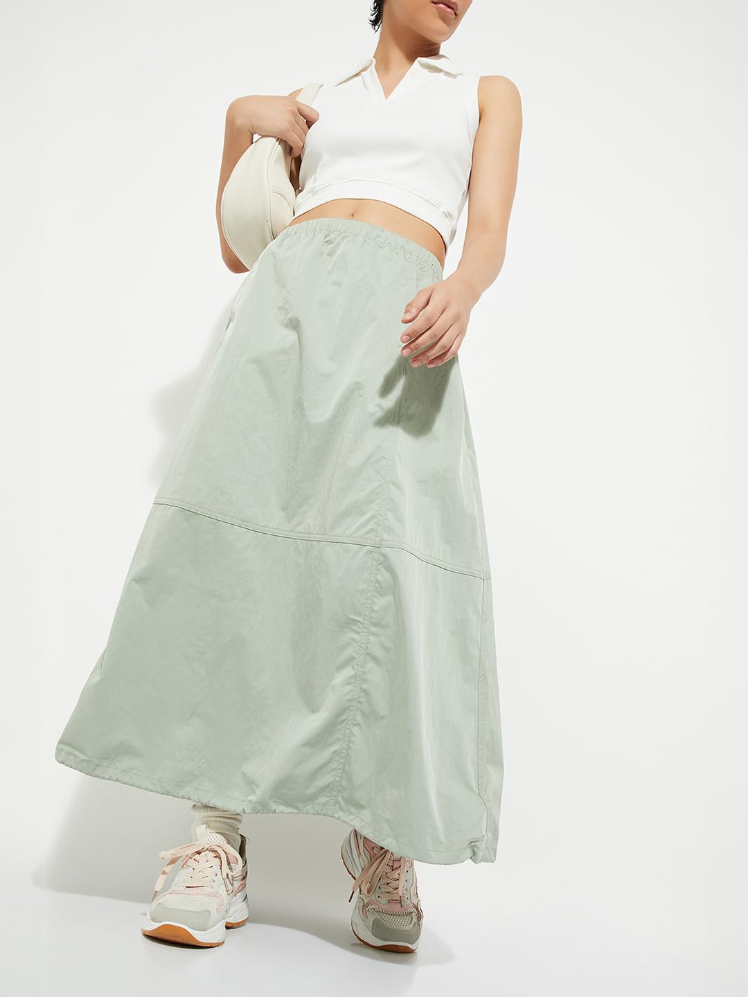 Max URB_N Women Solid Maxi Skirt (Sage_L)
