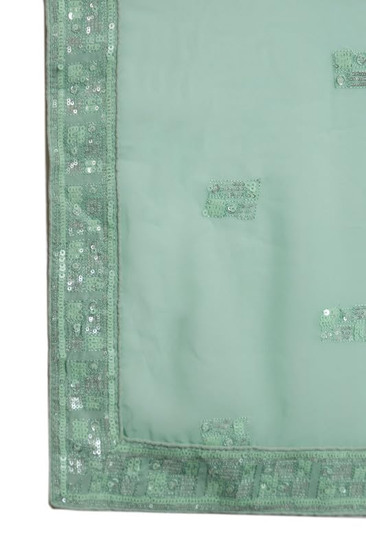 Soch Womens Powder Blue Georgette Geometric Pattern Sequin Embellished Unstitched Lehenga Set