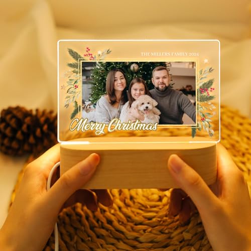 CRAFTY MARVELS Personalized Photo Lamp, Night Light Plaque,Couple, Anniversary, Merry Christmas Gift, Custom Led Night Light, Gift for Her Him Family Friends, 7x7 inch