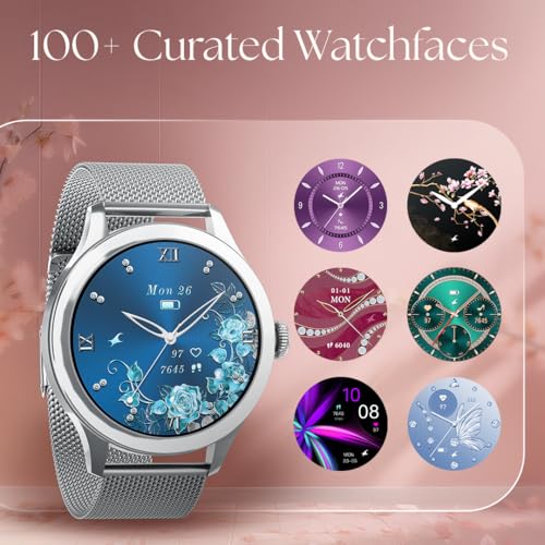 Fastrack Noir Pro 1.19" Super AMOLED Metal Smart Watch with 1000 Nits Brightness, BT Calling, 24/7 Health Suite, Functional Crown, Zinc Alloy Case – Smartwatch for Women (Rose Gold) ‎(68042WM01C)
