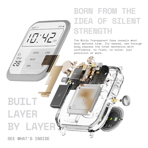 Fire-Boltt Ninja Phantom Smart Watch 1.83” Display, Transparent Clear Body Design, Bluetooth Calling, 120+ Sports Modes, Voice Assistant, AI Outfit Watch Face Smartwatch for Men & Women Shadow Black