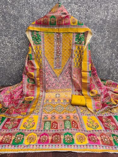 Leeli Peeri Designer Women's Crape Printed Unstitched Salwar Suit Dress Material