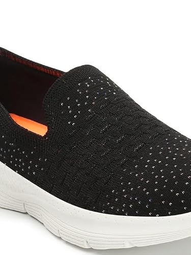 Carlton London Women Black Comfortable Slip On Snakeer with Heels, for for Casual, Walking & Daily Use (40)
