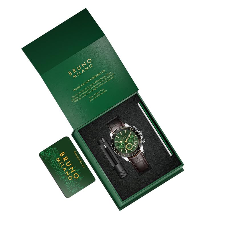 BRUNO MILANO Elegant Masterpiece Chronograph Movement with Croco Leather Band Watch for Men and Boys (Black)