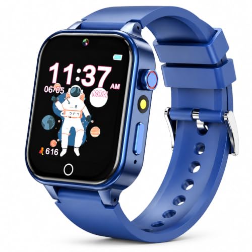 Goodatech Smart Watch for Kids 4-12 Years Boys Girls, 26 Puzzle Games,HD Camera,Video Music Player,Pedometer,Flashlight,Alarm Clock,Parent Control, Aluminum Case,Sport Band (Blue)