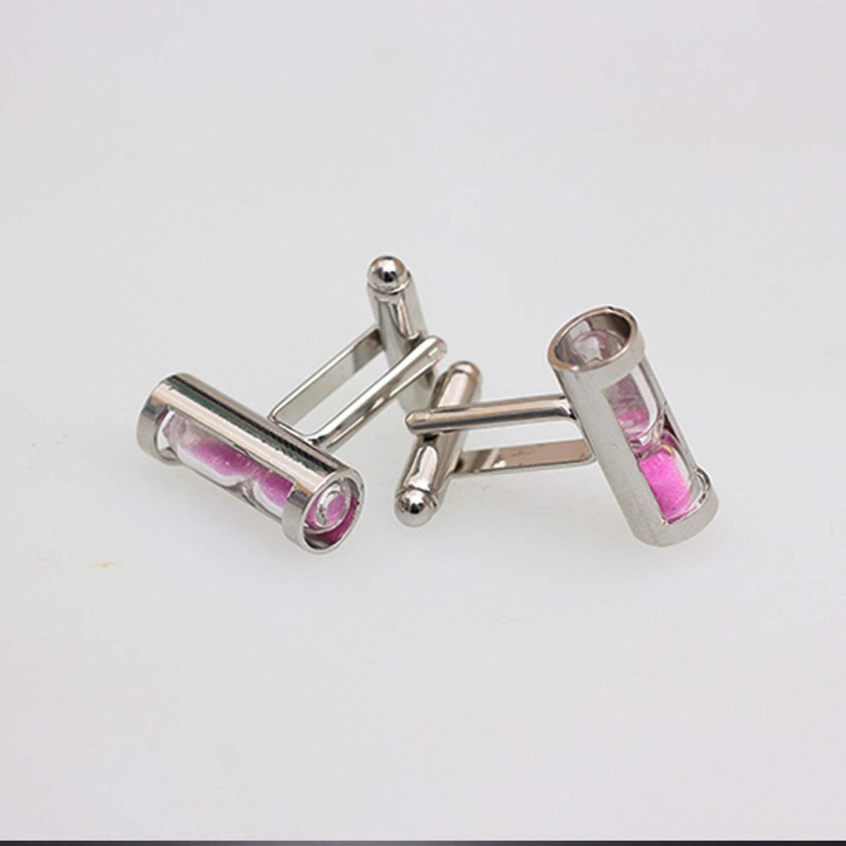 Zivom® Sand Timer Hour Glass Vintage Pink Silver Brass Office Formal Shirt Blazer Cufflinks Pair Men Gift Box