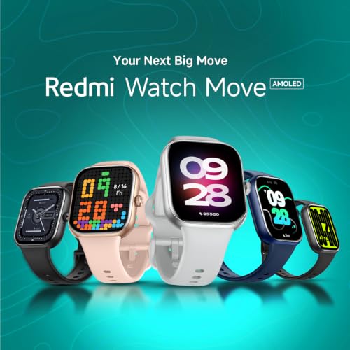REDMI Watch Move 1.85 Premium AmoLED,14 Day Battery,Best Accuracy,Dual Core Processor Smartwatch (Black Drift Strap, Free Size)