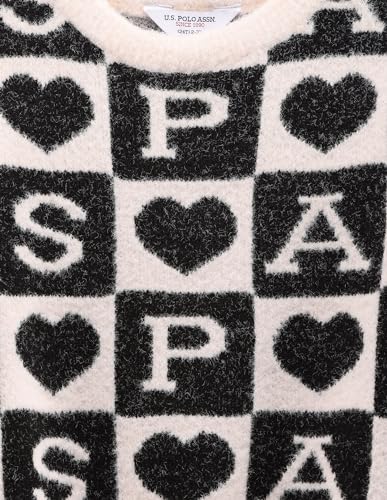 U.S. POLO ASSN. Girls Patterned Knit Sweatshirt Pink and Black