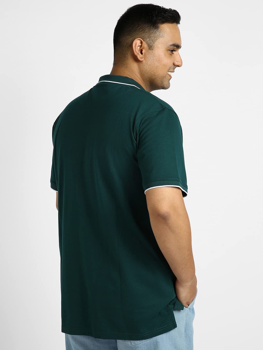 Urbano Plus Men's Green Solid Regular Fit Half Sleeve Cotton Polo T-Shirt (pluspolosolp-034-drgreen-3xl)