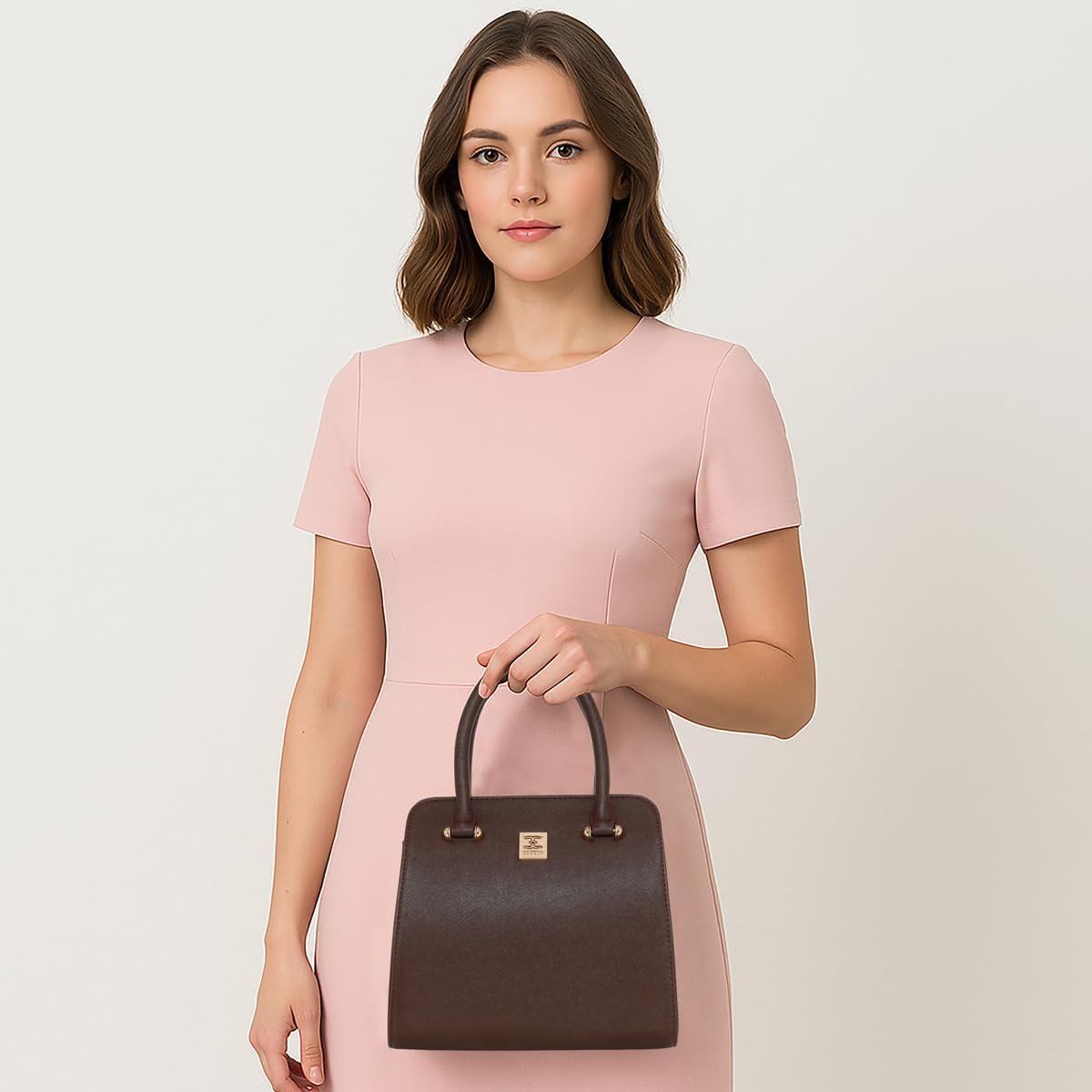 ESBEDA Brown Colour Structured Satchel Handbag For Women