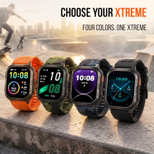 Fastrack Xtreme S Rugged Smart Watch with 1.93" AMOLED Square Display, BT Calling, 24/7 Health Suite, IP67, 60Hz Dynamic Refresh Rate, Vitality Index, Hydration Alert, Large Battery - Camo Grey