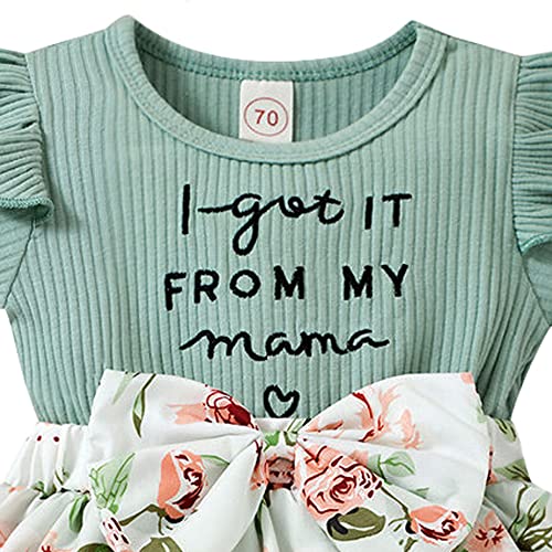 Hopscotch Polycotton Baby Girls Text Printed Clothing Set with Headband In Green Color For Ages (0-3 Months)