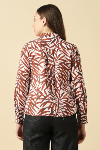 Women Brown Print Long Sleeves Shirt