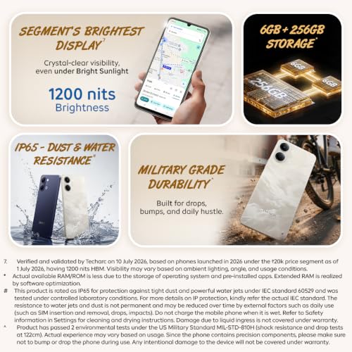 iQOO Z11 Lite 44W 5G (Solar Flame, 6GB RAM, 256GB Storage) | 6500mAh Battery with 44W Fast Charging* | Dimensity 6300 with 579k+ AnTuTu Score* | OriginOS 6.0 with AI Creation* & Private Space*
