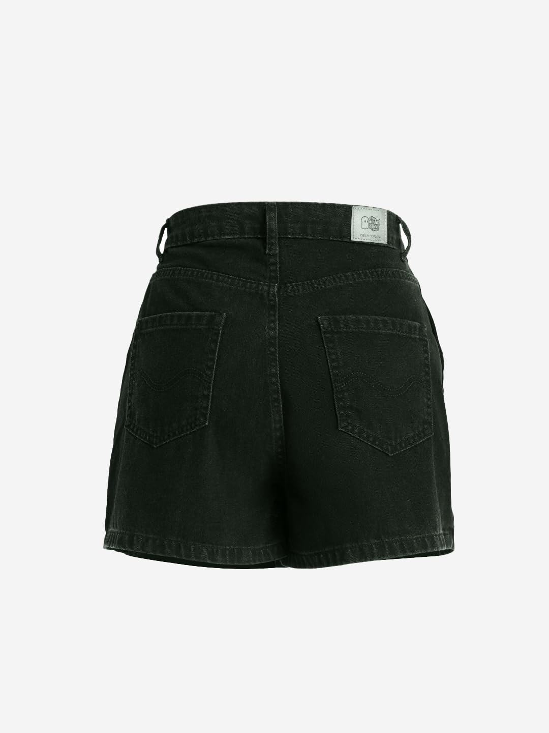 The Souled Store Denim Skorts: Carbon Black Women and Girls Button Closure Solid Cotton Mini Denim Skorts