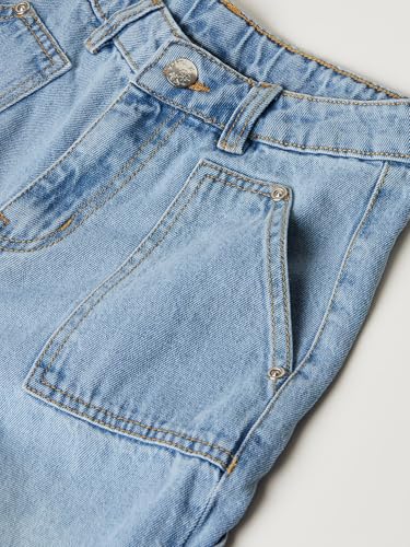 Max Girls Washed Slim Fit Wide Leg Jeans (Blue_12-14 Y)