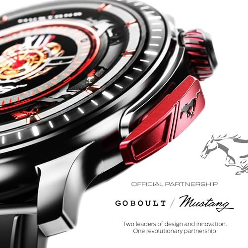 GOBOULT Mustang Racer Smart Watch 1.43'' AMOLED Display, Rotating Bezel, BT Calling, 150+Watchfaces, 500 Nits Brightness, AI Voice Assistant, SpO2 Monitoring, 120+ Sports Mode (Black Blaze)