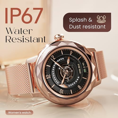 GOBOULT Newly Launched Alora Smart Watch 1.19'' AMOLED Display, BT Calling, Rotating Bezel, 150+Watchfaces, 800 Nits Brightness, AI Voice Assistant, SpO2 Monitoring, 120+ Sports Mode (Rose Gold)