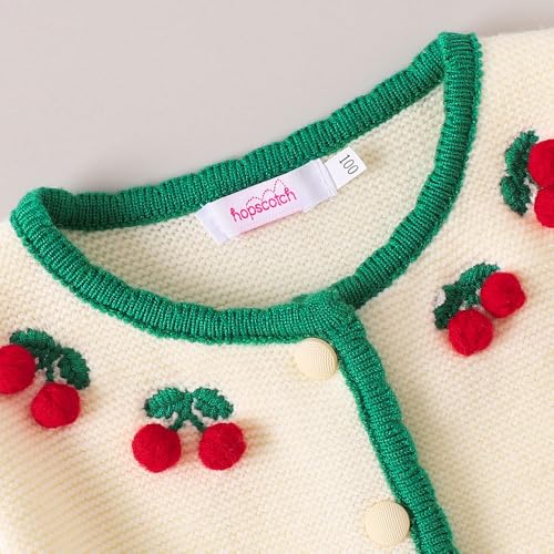 Hopscotch Girls Full Sleeves Cream 2-Pc Cherry Applique Sweater & Skirt (18-24 Months)