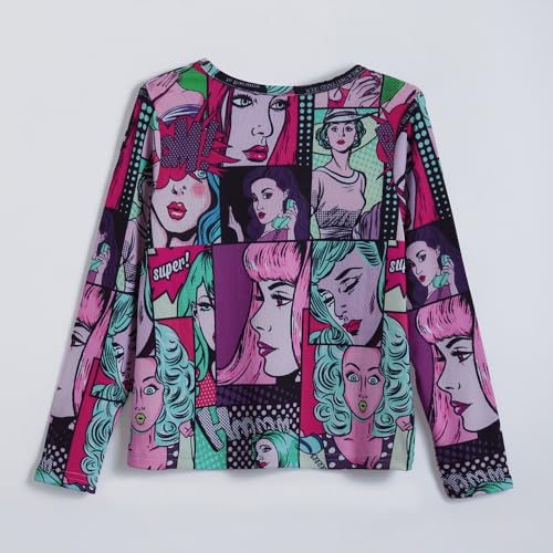 Hopscotch Girls Full Sleeves Pink 2-Pc Graphic Dungaree Set For Age (7-8 Years)