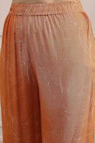 Biba Women Orange Viscose Rayon Straight Printed Fusion Set_38