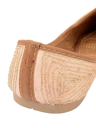 DESI COLOUR Women Ethnic Footwear Mojari/Punjabi Jutti- Dabka Work6 (Peach, Numeric_6)