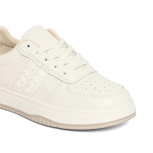 ROSEMEAD Women Casual Sneaker Shoes | Stylish and Comfortable | Lace-Up Style Offwhitebrown_UK- 7