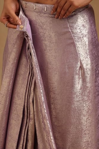 Soch Womens Lavender Fendy Tissue Solid Ready to Wear Saree