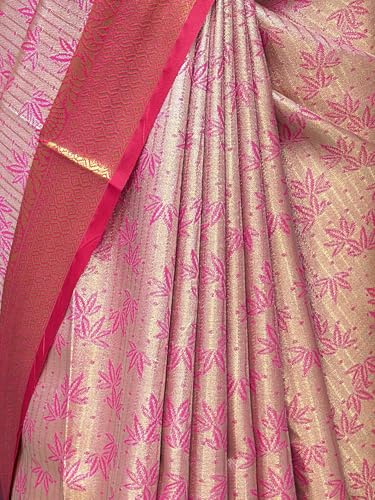 MIMOSA Women’s Rani Pink Art Silk Saree Woven with Zari Tissue | Kanjivaram Style Saree | Rich Pallu & Tassels | 6.2 Mtr