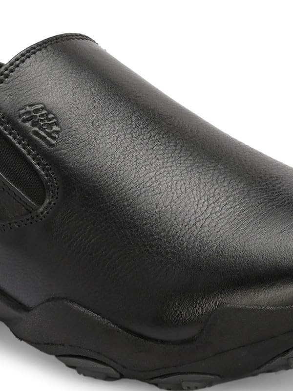 HITZ Men's Black Leather Casual Slip On Comfort Shoes