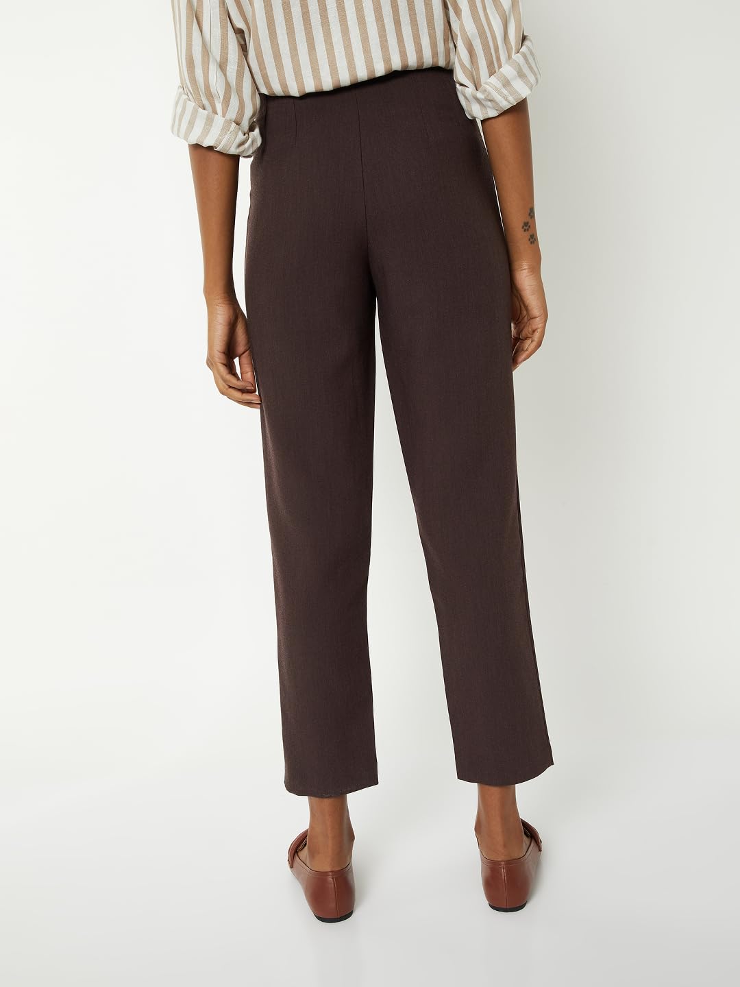 Max Women Solid Trousers (Brown_28)